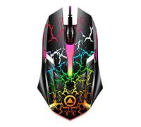 N+B Mouse cablato USB, mouse da gioco a LED dal design ergonomico con risoluzione regolabile 1200 Dpi Mouse ottico a 3 tasti, supporto desktop per PC portatile per mouse per computer da gioco (Crepe)