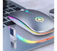N-B Ultra-Thin L E D Colorful Lights Rechargeable Mouse Mini Wireless Mute U S B Optical Ergonomic Gaming Mouse Notebook Computer Mouse