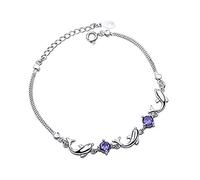 N-brand Pulabo, 1 bracciale da donna regolabile, con delfino in ametista, bracciale da donna, elegante e di alta qualità