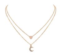 N-brand PULABO Donne Boemia Amore Cuore Luna Pendente Collane Doppio Strato Collane Chic Squisita Durevole e Utile Creativo