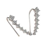 N-brand Pulabo, orecchini da arrampicata con strass, oro e argento, con cristalli, orecchini a gancio, per studi da arrampicata durevoli e pratici