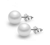 N-brand Pulabo, orecchini di perle in argento 8 mm, ideali come regalo per donne e ragazze, di ottima fattura, utile