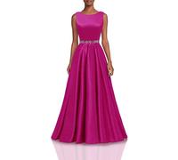 N/ C Abito da sera formale per Juniors lungo raso A-Line con abito da sposa in rilievo, Fucsia, 44