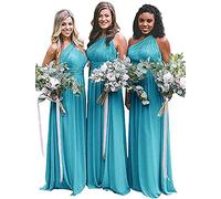 N/ C Una spalla ha increspato la damigella d'onore vestito da promenade formale senza schienale lungo del partito per le donne, Acqua, 52