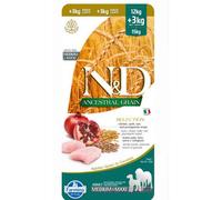 N&D Low Grain Natural & Delicious Low Ancestral Grain Adult Medium/Maxi con Pollo, Farro, Avena e Melograno