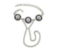 N Donna Placcato Argento Metallo Mano Catena Bracciale Anello Leone Moneta Charm