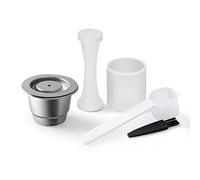 N es presso Capsule Ricaricabili in Acciaio INOX,Riutilizzabile Capsule perespresso,Pennello+Cucchiaio(Capsula+Powder Filling Aid)