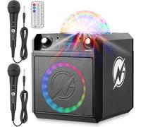 N-Gear Block Party 602 6 in / 15 cm Cassa Bluetooth Karaoke con 2 Microfoni | 50 W RMS / 300 W picco, batteria 4000 mAh, 20 Hz-20 kHz, 83 dB - luci RGB, USB, microSD, AUX, TWS e telecomando incluso