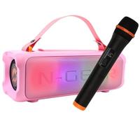 N-Gear LGP BLAZOOKA 703 Pink cassa Bluetooth portatile per feste, 100 W di potenza, batteria e microfono integrati, design wireless colorato, suono potente per party e uso outdoor