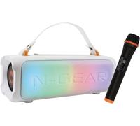 N-Gear LGP BLAZOOKA 703 White cassa Bluetooth portatile per feste, 100 W di potenza, batteria e microfono integrati, design wireless moderno, suono potente per party e uso outdoor