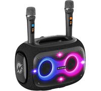 N-Gear NRG 600 120 W Cassa Bluetooth Portatile Karaoke con 2 Microfoni | Bluetooth 5.3, IPX5, 40 Hz-20 kHz, autonomia fino a 10 ore - luci LED, USB, TF, AUX, TWS, powerbank e ricarica rapida 20 W