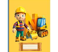 *N* HOME BUILDER LETTER MONOGRAM COMPOSITION NOTEBOOK Diary Journal Cute Fun Whimsical Real Estate Construction Building Contractor Figurine Doll Art: ... Kid Child GIFT Homeschool Kindergarten