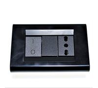 N.I. Placca Nera Compatibile con Bticino Living Classica + Supporto per 1 Bipresa + INT. 0/1