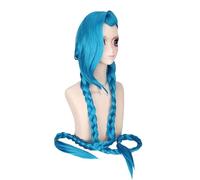 N.J - Parrucca per cosplay con trecce lunghe blu con parrucca per Jinx per leggende del cielo arcano, per League, colore: blu