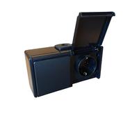 N&L Presa a parete 2 posizioni orizzontali - IP54 - 230 V/16 A - ideale per cantina, garage e giardino - Made in Germany - nero