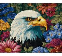N.LANSHAN 11CT Animale Diy Kit Punto Croce Aquila E Fiori Kit Punto Croce Stampato,Timbrato Ricamo Set Per Adulti Embroidery Art Decorazione Casa 50x70cm