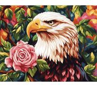 N.LANSHAN 11CT Animale Diy Kit Punto Croce Aquila E Rose Kit Ricamo Fai Da Te Timbrato Per Adulti Principianti Progetti Punto Croce Ricamo Fatto A Mano 40x50cm