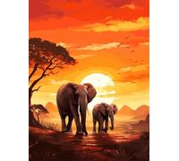 N.LANSHAN 11CT Animale Diy Kit Punto Croce Praterie Ed Elefanti Kit Ricamo Punto Croce Contato Timbrato Tessuto Ricamo Artigianato Set Per Decorare La Casa 60x80cm