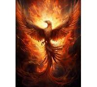 N.LANSHAN 11CT Animale Diy Ricamo Punto Croce Set Fiamma Di Fenice Fantasy Kit Punto Croce Contato Per Adulti Principianti，Timbrato Modelli Stampati Set Ricamo Per Decorazione Arte Murale 30x40cm