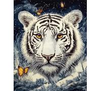 N.LANSHAN 11CT Animale Diy Ricamo Punto Croce Set Ritratto Di Tigre Bianca Kit Ricamo Punto Croce Contato Timbrato Tessuto Ricamo Artigianato Set Per Decorare La Casa 50x70cm