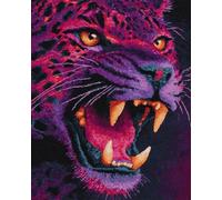 N.LANSHAN 11CT Animale Fai Da Te Fatto A Mano Cucito Kit Leopardo Di Fantasia Kit Punto Croce Contato Per Adulti Principianti，Timbrato Modelli Stampati Set Ricamo Per Decorazione Arte Murale 40x50cm
