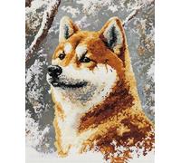 N.LANSHAN 11CT Animale Fai Da Te Fatto A Mano Cucito Kit Ritratto Di Cane Akita Kit Schemi Punto Croce Set Ricamo Stampato，Artigianato Ricamo Arte Per Arredamento Casa 80x100cm