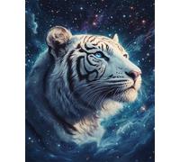 N.LANSHAN 11CT Animale Fai Da Te Fatto A Mano Cucito Kit Tigre Bianca Fantasy E Cielo Stellato Kit Ricamo Punto Croce Contato Timbrato Tessuto Ricamo Artigianato Set Per Decorare La Casa 60x80cm