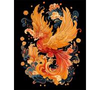 N.LANSHAN 11CT Animale Kit Punto A Croce Fiamma Di Fenice Fantasy Kit Punto Croce Contato Per Adulti Principianti，Timbrato Modelli Stampati Set Ricamo Per Decorazione Arte Murale 80x100cm