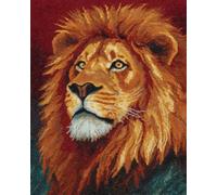 N.LANSHAN 11CT Animale Kit Punto A Croce Testa Di Leone Kit Punto Croce Contato Per Adulti Principianti，Timbrato Modelli Stampati Set Ricamo Per Decorazione Arte Murale 60x80cm