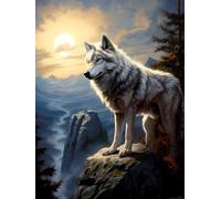 N.LANSHAN 11CT Animale Kit Punto Croce Prestampato Lupo Di Legno Kit Ricamo Punto Croce Contato Timbrato Tessuto Ricamo Artigianato Set Per Decorare La Casa 80x100cm