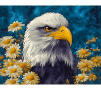 N.LANSHAN 11CT Animale Kit Punto Croce Ricamo Aquila E Fiori Set Ricamo Prestampato Fai Da Te Ricamo A Mano Arte Timbrato Punto Croce Kit Per Principianti 40x50cm