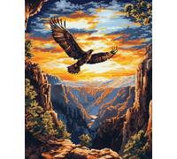N.LANSHAN 11CT Animale Kit Punto Croce Ricamo Aquila E Paesaggio Kit Punto Croce Timbrato Ricamo Set Con Aghi Forbici Infila Ago Per Adulti Principianti 50x70cm