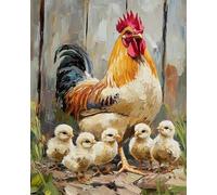 N.LANSHAN 11CT Animale Kit Punto Croce Ricamo Gallo E Pollo Kit Ricamo Punto Croce Timbrato Modello Set Di Avvio Ricamo Accessori Arte Decorazione Parete 60x80cm