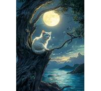 N.LANSHAN 11CT Animale Kit Punto Croce Ricamo Gatto Dei Cartoni Animati E Kit Schemi Punto Croce Set Ricamo Stampato，Artigianato Ricamo Arte Per Arredamento Casa 80x100cm