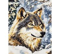 N.LANSHAN 11CT Diy Kits De Bordado Punto Cruz Animale Lupo Selvatico Kit Ricamo Punto Croce Contato Timbrato Tessuto Ricamo Artigianato Set Per Decorare La Casa 30x40cm