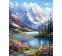 N.LANSHAN 11CT Paesaggio Diy Kit Punto Croce Lago Della Foresta Colorata Kit Schemi Punto Croce Set Ricamo Stampato，Artigianato Ricamo Arte Per Arredamento Casa 30x40cm