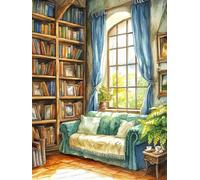 N.LANSHAN 11CT Stampato Facile Modelli Ricamo Per Artigianato Studio Di Paesaggio Ad Acquerello Kit Ricamo Fai Da Te Timbrato Per Adulti Principianti Progetti Punto Croce Ricamo Fatto A Mano 40x50cm