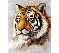 N.LANSHAN Animale Diy Kit Per Fare Tappeti A Mano Tigre Selvaggia Set Per La Realizzazione Di Tappeti Fai Da Te，Kit Per Punto Croce，Creazione Di Arazzo，Ricamo Per Principianti，Decorazioni Per 52x38cm