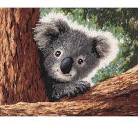 N.LANSHAN Animale Kit Tappeto Fai Da Te Koala Dei Cartoni Animati Kit Per La Realizzazione Di Tappeti Con Gancio Fai Da Te Per Principianti，Arazzo All'Uncinetto Non Finito，Ricamo，Tappeto 80x115cm