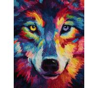 N.LANSHAN Animale Kit Tappeto Fai Da Te Lupo Dei Graffiti Kit Per Uncinetto Per Principianti，Anziani，Appassionati Di Fai Da Te In 3D Set Per La Realizzazione Di Tappeti 90x120cm