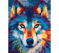 N.LANSHAN Animale Kit Tappeto Fai Da Te Lupo Fantastico Kit Per Uncinetto Per Principianti，Anziani，Appassionati Di Fai Da Te In 3D Set Per La Realizzazione Di Tappeti 90x120cm