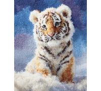 N.LANSHAN Animale Kit Tappeto Fai Da Te Tigre Dei Cartoni Animati Kit Per Uncinetto Per Principianti，Anziani，Appassionati Di Fai Da Te In 3D Set Per La Realizzazione Di Tappeti 52x38cm