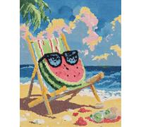 N.LANSHAN Diy Kit Per Fare Tappeti A Mano Frutta Sulla Sedia A Sdraio Kit Per La Realizzazione Di Tappeti Con Uncinetto Per Adulti Bambini，Set Per Punto Croce Tappeto Arazzo Ricamo 55x75cm