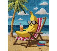 N.LANSHAN Diy Tappeto Annodare Fai Da Te Kit Frutta Sulla Sedia A Sdraio Set Per La Realizzazione Di Tappeti Fai Da Te，Kit Per Punto Croce，Creazione Di Arazzo，Ricamo Per Principianti，Decorazi 55x75cm