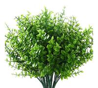 N/N HBree 12 arbusti artificiali in plastica, resistenti ai raggi UV, piante da esterni, in plastica, per casa, giardino, matrimoni, interni ed esterni, colore: verde