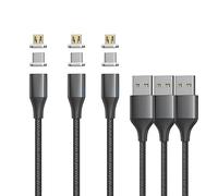 N. NETDOT 10th Generazione Cavo Magnetico,Ricarica Rapida e Trasferimento Dati per Smartphone Micro-USB/USB-C (1m/3 pack nero)