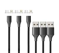 N. NETDOT 10th Generazione Cavo Magnetico,Ricarica Rapida e Trasferimento Dati per Smartphone Micro-USB/USB-C (1.5m/3 Pack Nero)
