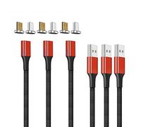 N. NETDOT 10th Generazione Cavo Magnetico,Ricarica Rapida e Trasferimento Dati per Smartphone Micro-USB/USB-C (1m/3 pack red)