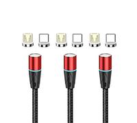 N. NETDOT 12th Generazione Cavo Magnetico,[2m/3 pack rosso] Ricarica Rapida e Trasferimento Dati per Smartphone Micro-USB/USB-C