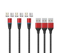 N. NETDOT 12th Generazione Cavo Magnetico,Ricarica Rapida e Trasferimento Dati per Smartphone Micro-USB/USB-C - 1m / red